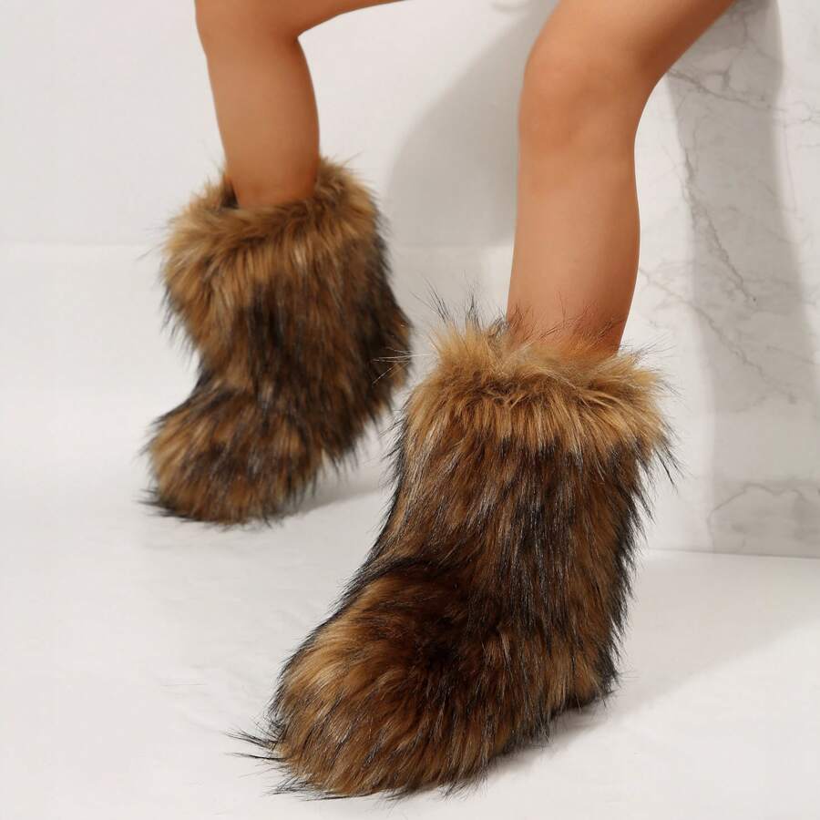Stylish Personalized Winter Boots For Women - Adorable Spicy Girl Fur And Mid-Length Snow Boots, Cozy And Warm