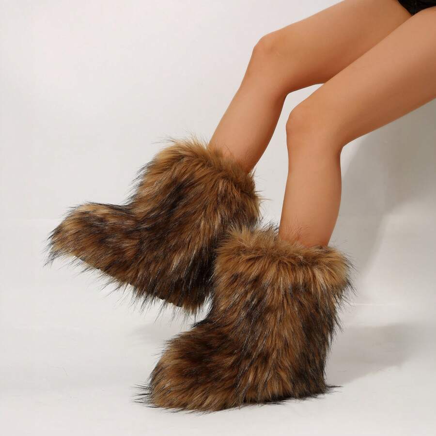 Stylish Personalized Winter Boots For Women - Adorable Spicy Girl Fur And Mid-Length Snow Boots, Cozy And Warm