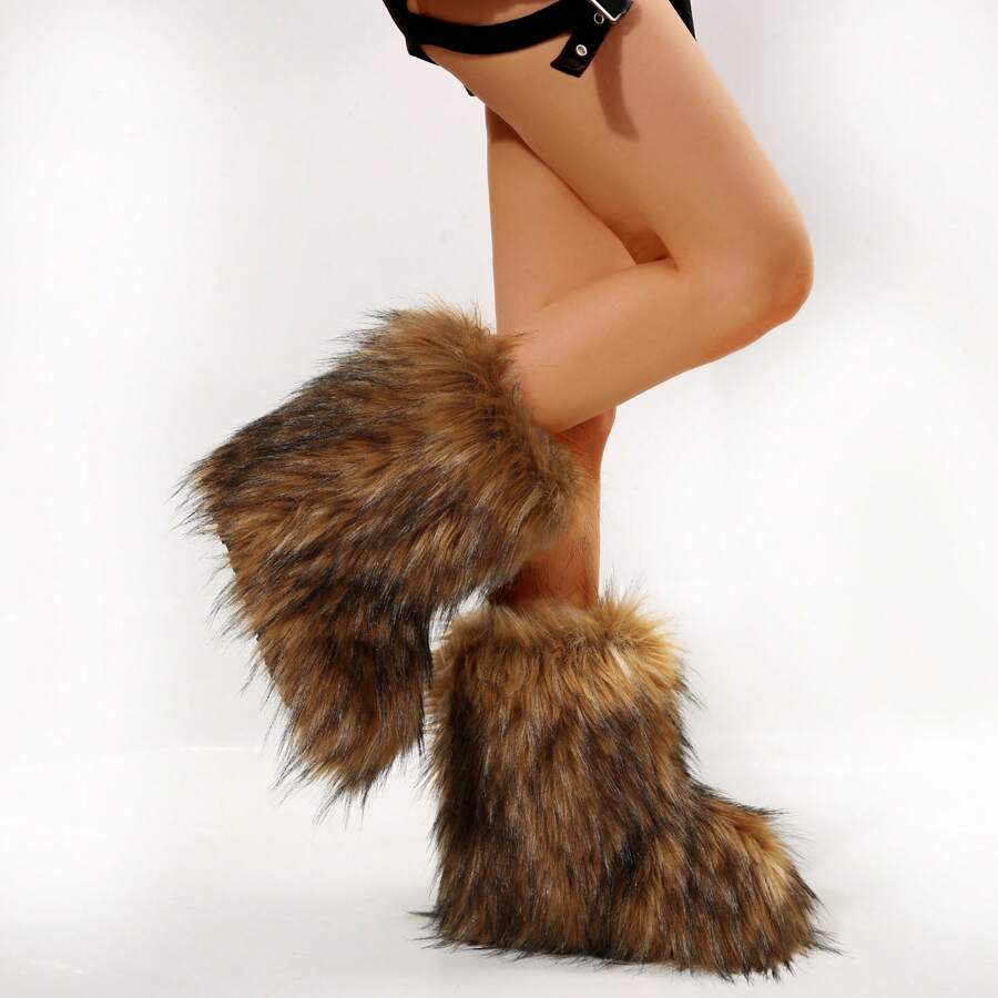 Stylish Personalized Winter Boots For Women - Adorable Spicy Girl Fur And Mid-Length Snow Boots, Cozy And Warm